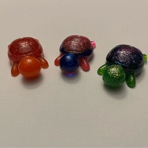 Artisan Glitter Turtle Trio - Red, Orange, Green